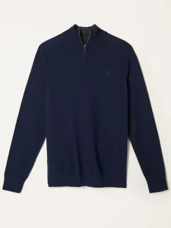 FatFace Rye Navy Half Zip Neck Knitted Jumper