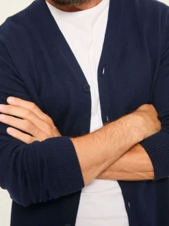 FatFace Rye Navy Knitted Button Cardigan