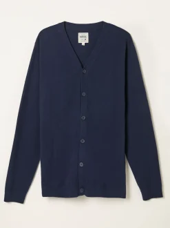 FatFace Rye Navy Knitted Button Cardigan