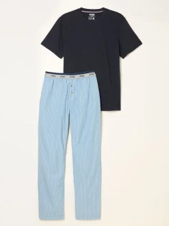 FatFace Seil Light Blue Stripe Trouser Pyjama Set