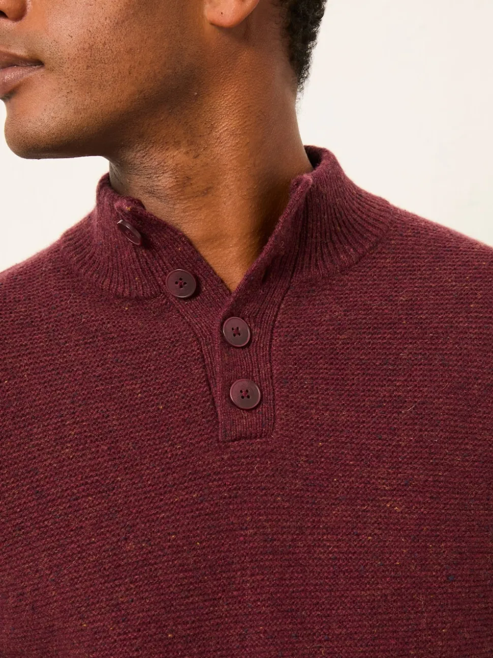 FatFace Sennen Claret Knitted Half Neck Jumper
