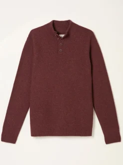 FatFace Sennen Claret Knitted Half Neck Jumper
