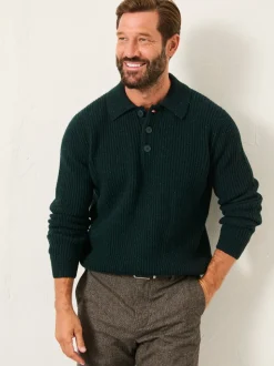 FatFace Sennen Dark Green Knitted Half Neck Jumper