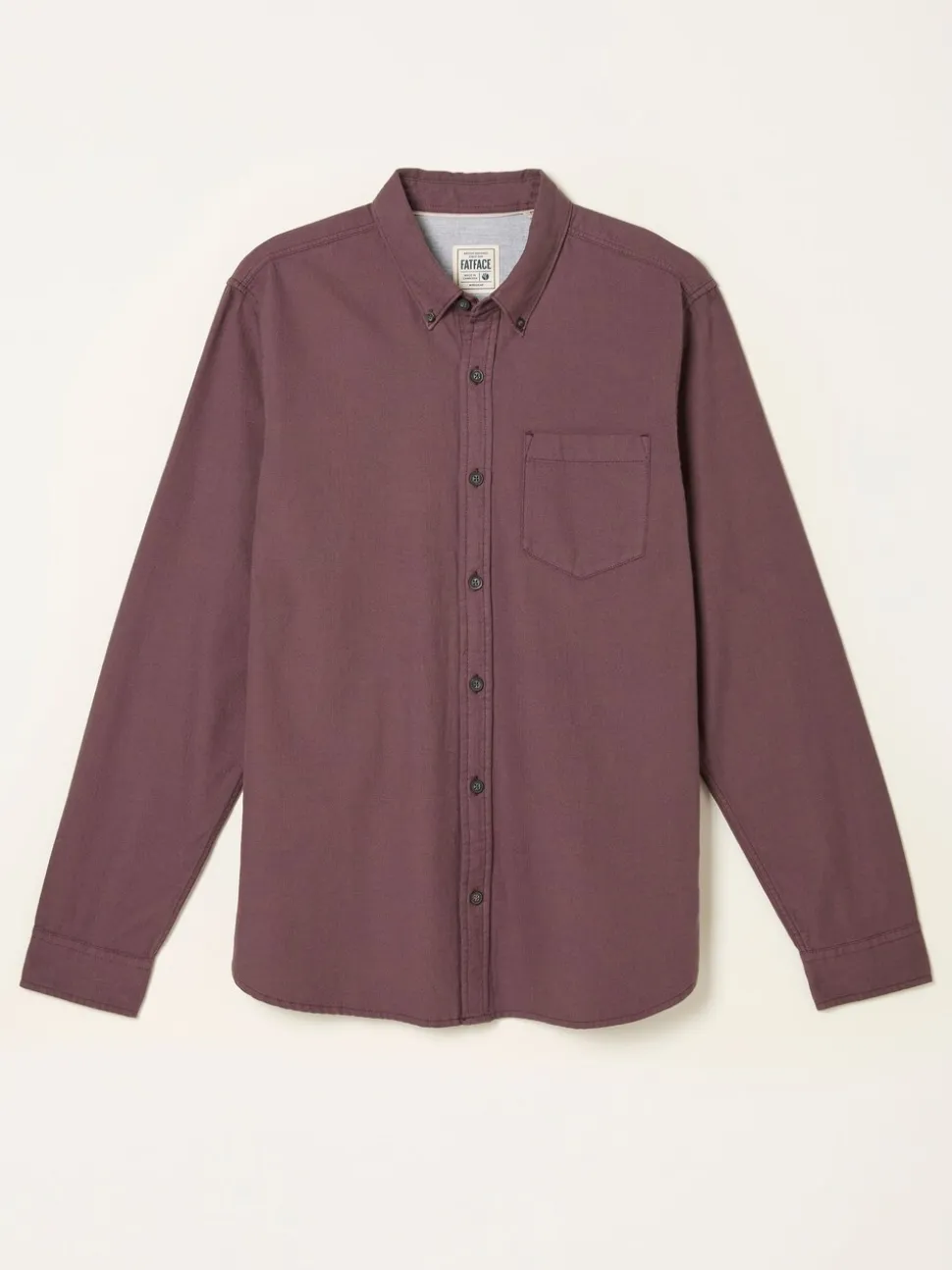 FatFace Tadlow Burgundy Red Long Sleeve Herringbone Shirt