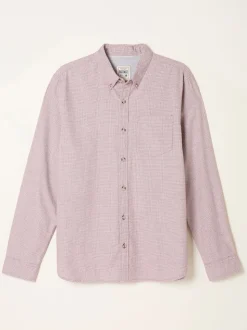 FatFace Tadlow Rust Red Long Sleeve Herringbone Shirt