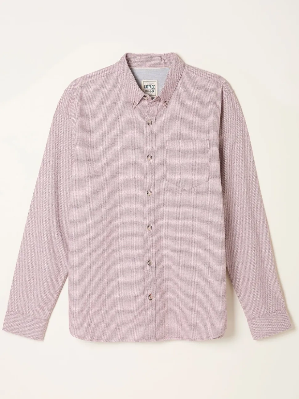 FatFace Tadlow Rust Red Long Sleeve Herringbone Shirt