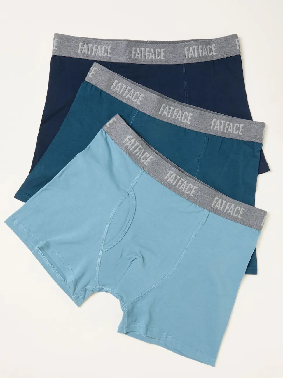 FatFace Teal Blue 3 Pairs of Plain Boxers