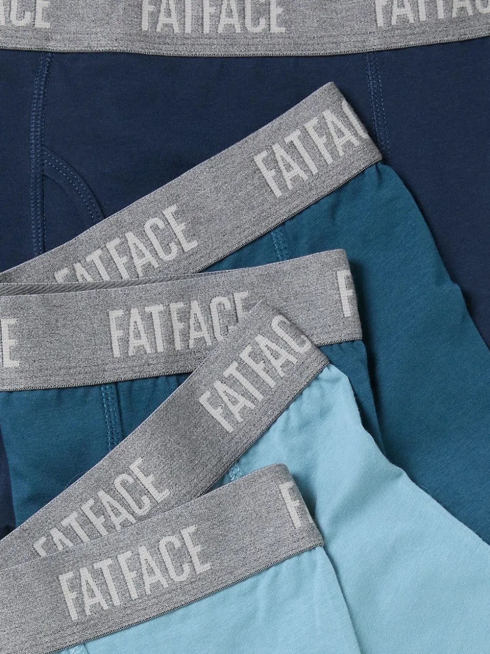 FatFace Teal Blue 3 Pairs of Plain Boxers