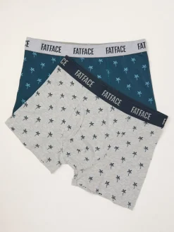 FatFace Teal Palm Tree Classic Boxers 2 Pack