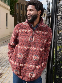 FatFace Terracotta Willow Printed Half Neck Fleece