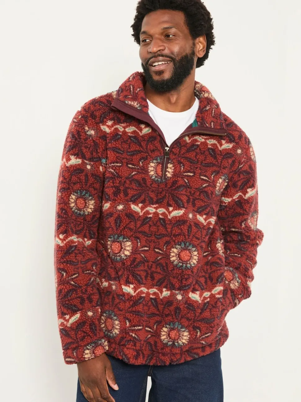 FatFace Terracotta Willow Printed Half Neck Fleece