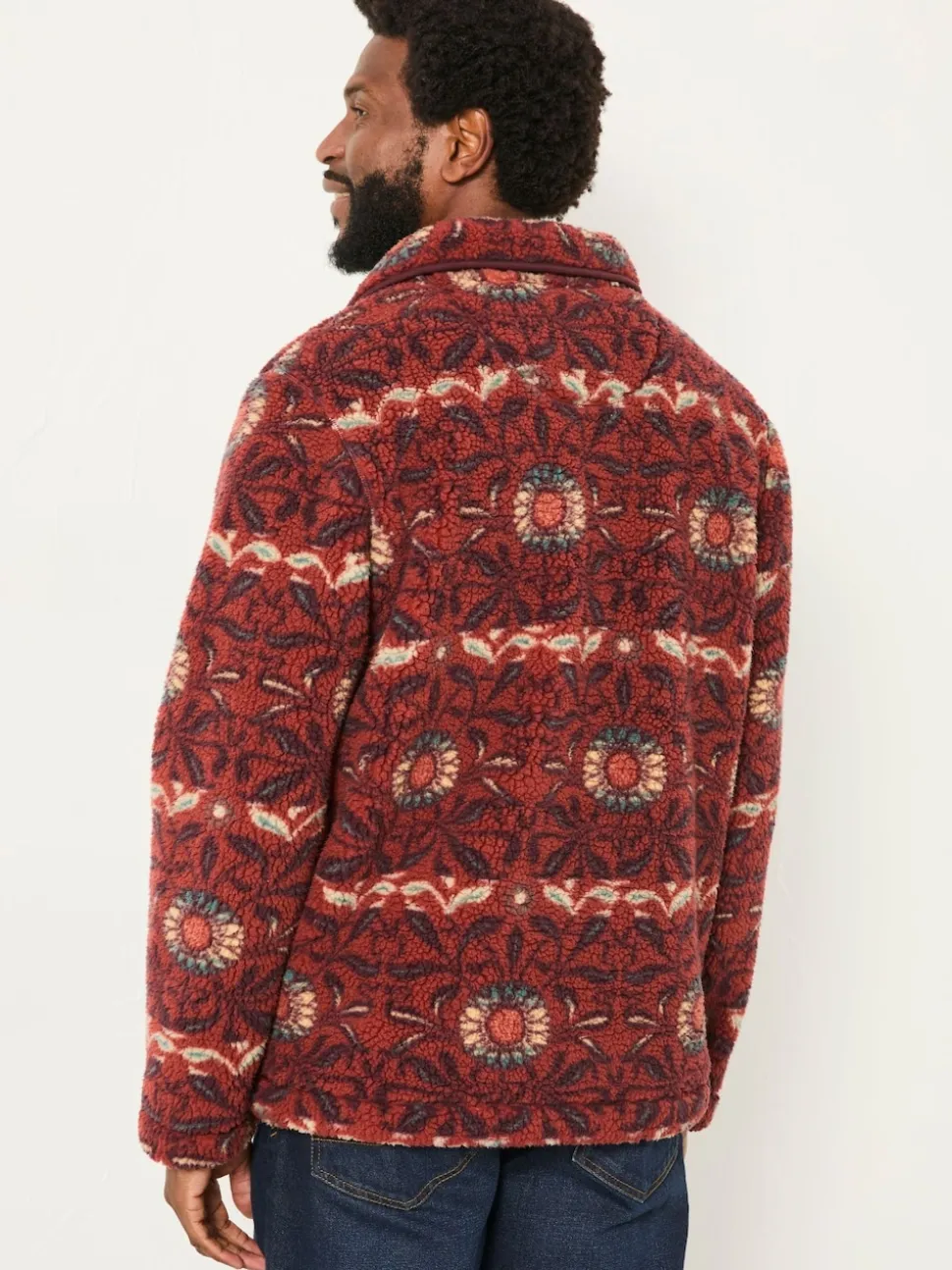 FatFace Terracotta Willow Printed Half Neck Fleece