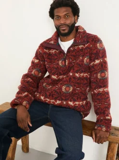 FatFace Terracotta Willow Printed Half Neck Fleece
