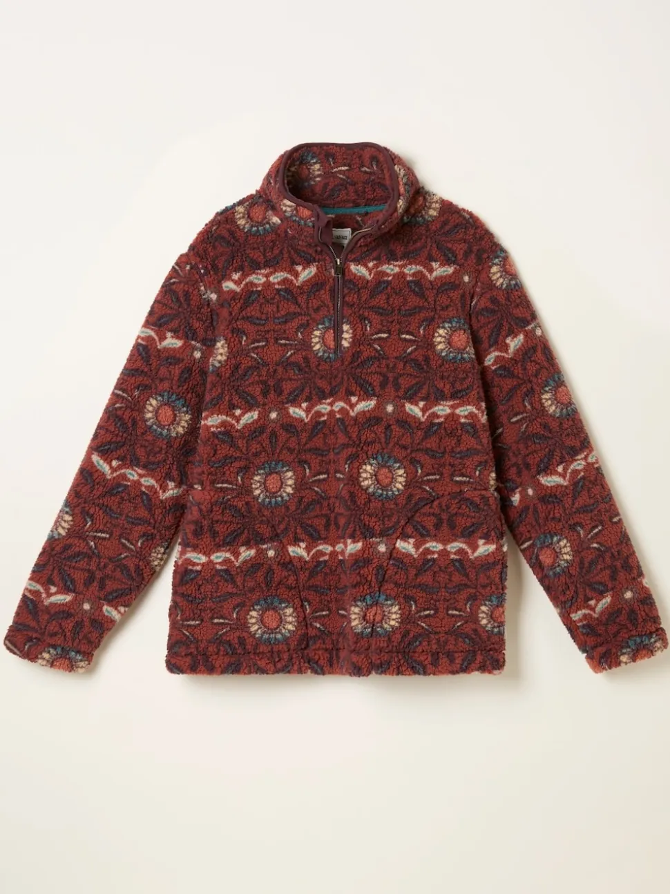 FatFace Terracotta Willow Printed Half Neck Fleece