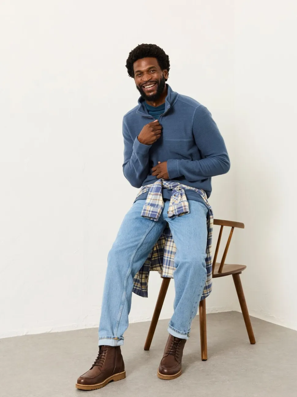 FatFace Trescowe Blue Half Zip Sweat