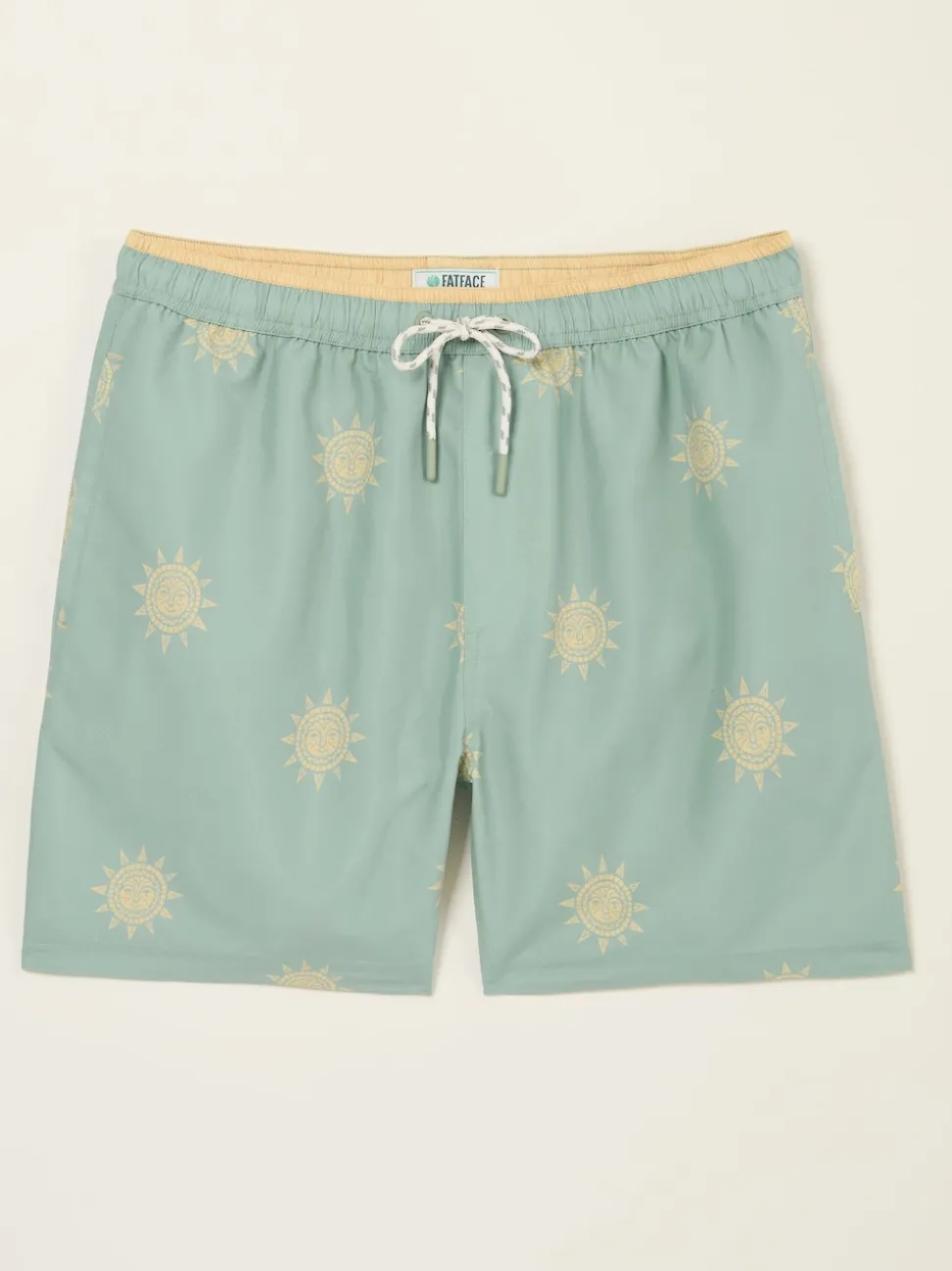 FatFace Trevose Green Sun Print Swim Shorts