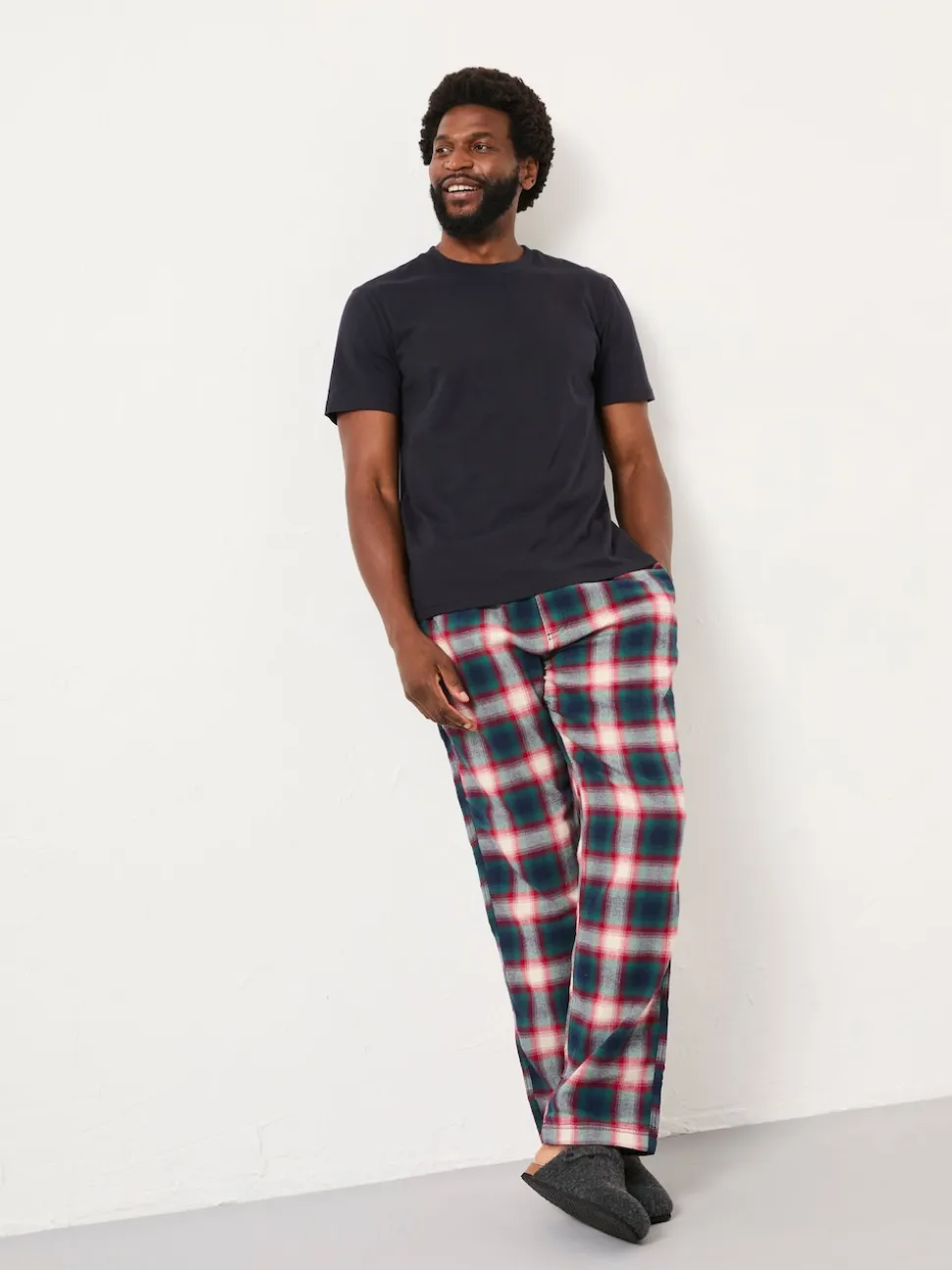 FatFace Tyne Navy Check Pyjama Set