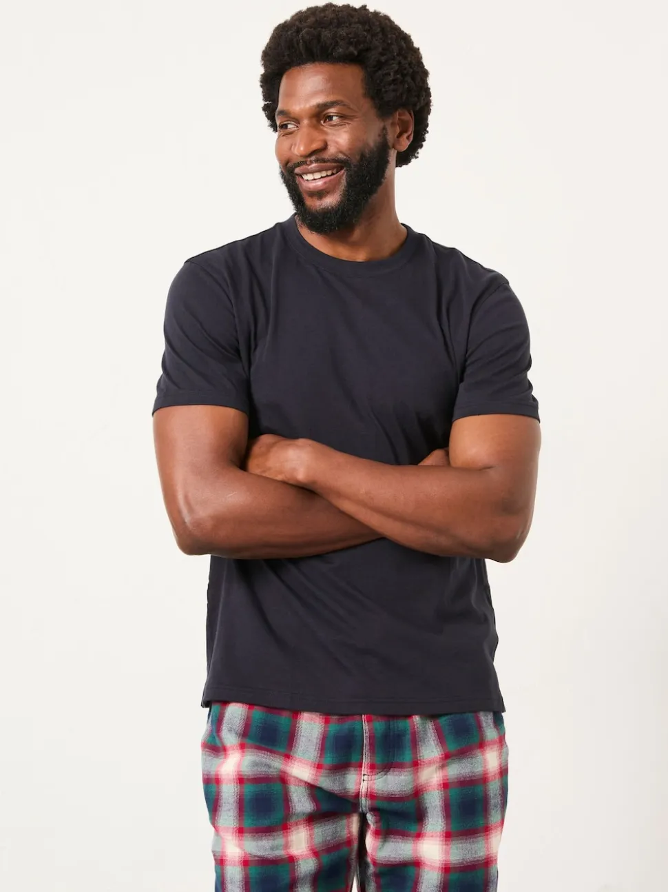 FatFace Tyne Navy Check Pyjama Set