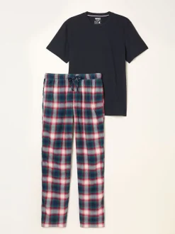 FatFace Tyne Navy Check Pyjama Set