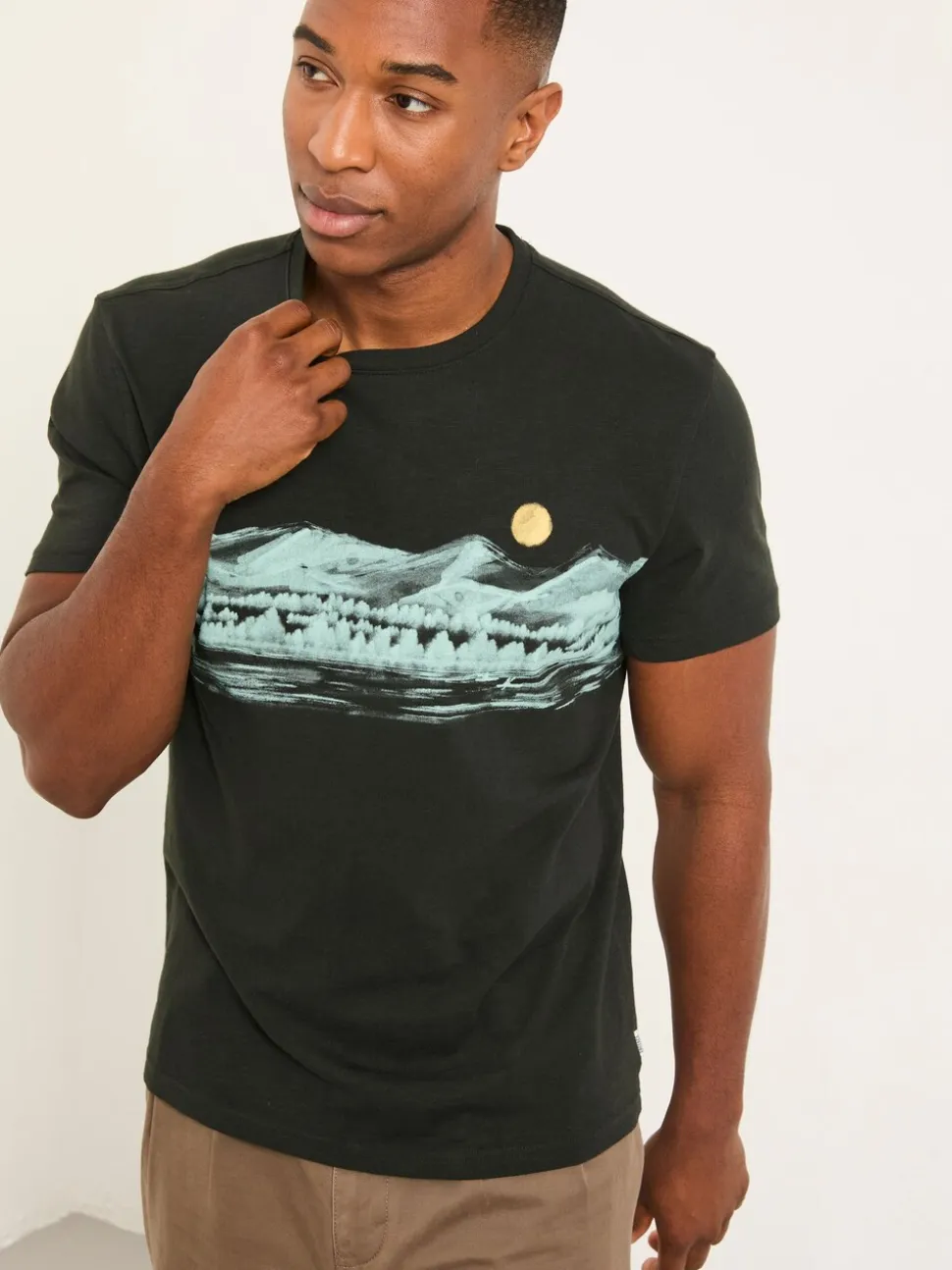 FatFace Washed Black Inky Lakes Graphic Tshirt