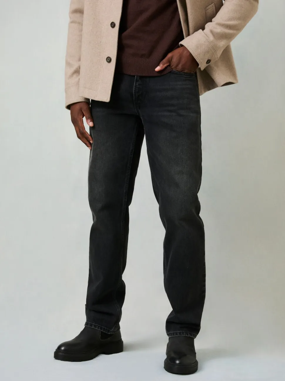 FatFace Washed Black Straight Fit Jeans