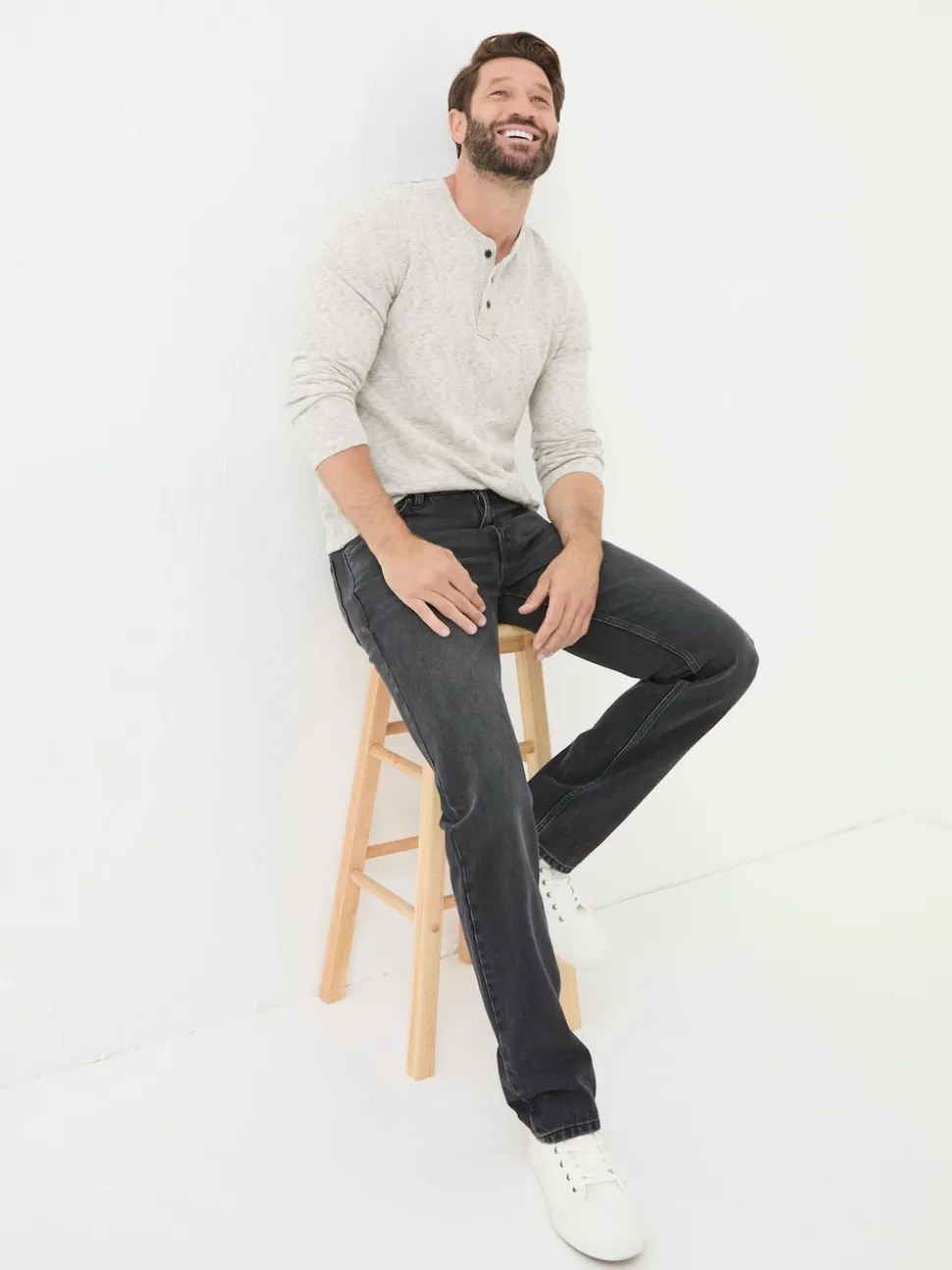 FatFace Washed Black Straight Fit Jeans