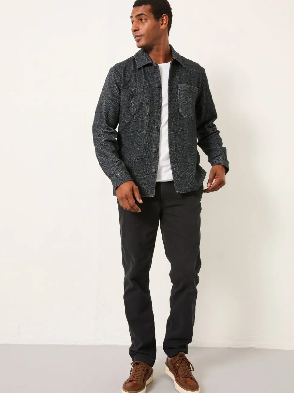 FatFace Washed Black Straight Fit Twill Coastal Chino Trousers