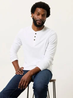 FatFace White Long Sleeve Henley Tshirts 2 Pack