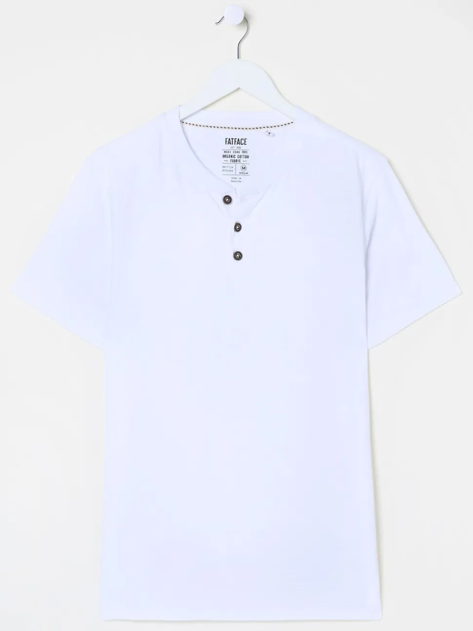 FatFace Woodside White Slub Henley T-Shirt