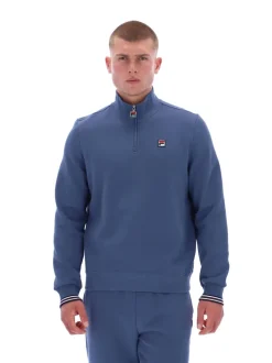 Fila Blue RAMY 2 FBOX Quarter Zip With Tipping At Cuffs Sweatshirt