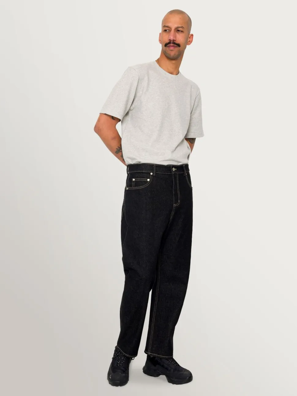Folk Black Denim Barrel Leg Jeans