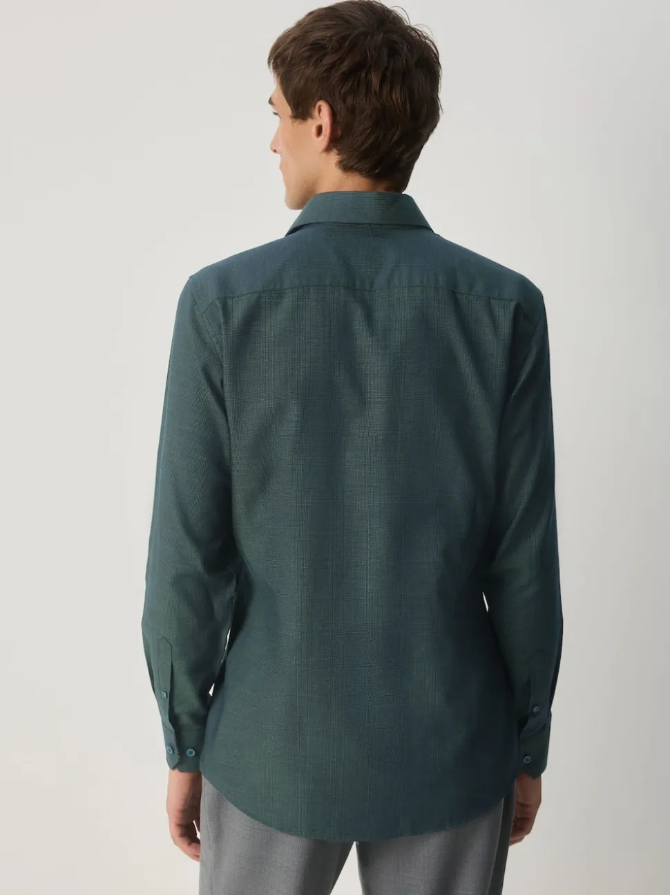 Forest Green Slim Fit Easy Care Textured Trimmed Shirt