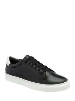 Frank Wright Black Leather Lace-Up Classic Trainers