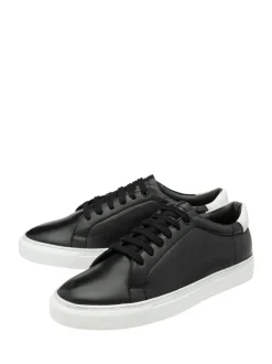 Frank Wright Black Leather Lace-Up Classic Trainers