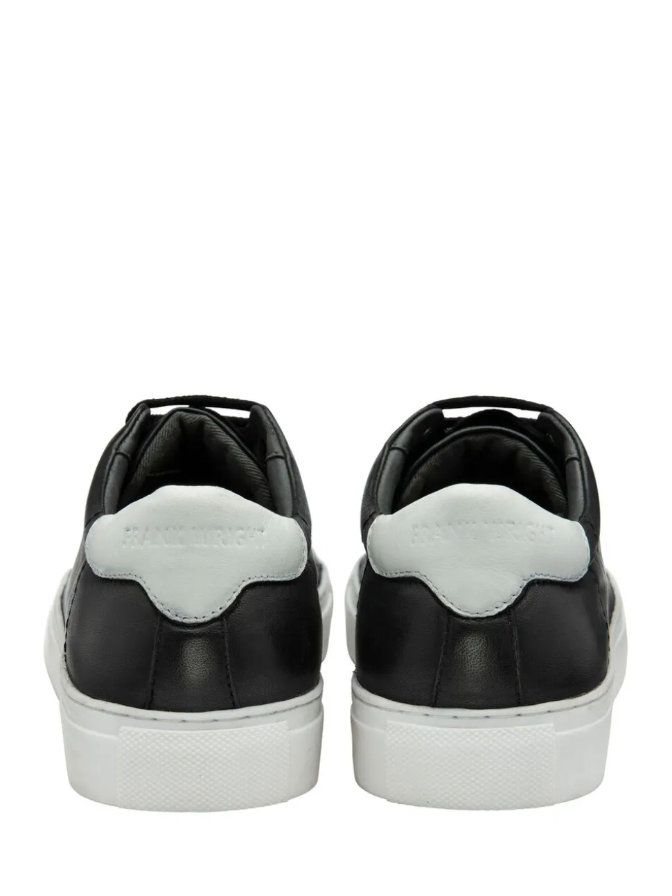 Frank Wright Black Leather Lace-Up Classic Trainers