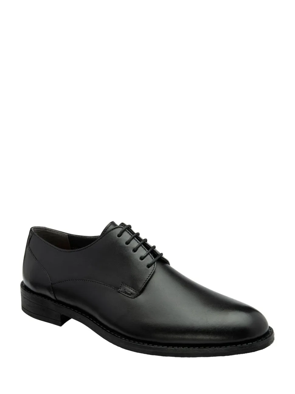 Frank Wright Black Leather Lace-Up Derby Shoes