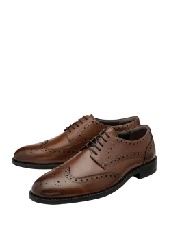 Frank Wright Brown Leather Lace-Up Brogue Shoes