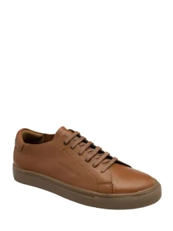 Frank Wright Brown Premium Leather Lace-Up Trainers