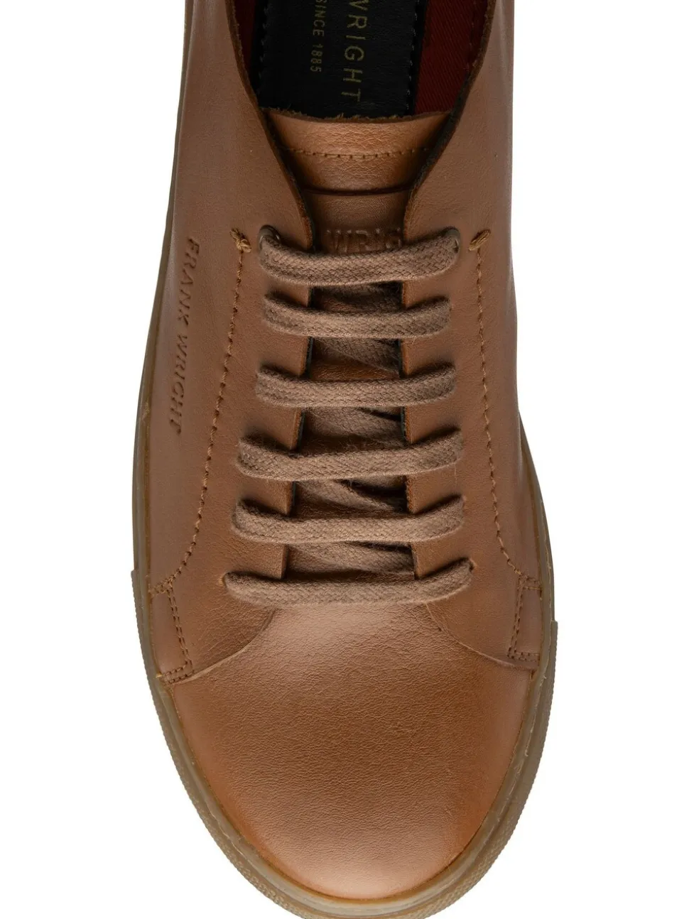Frank Wright Brown Premium Leather Lace-Up Trainers