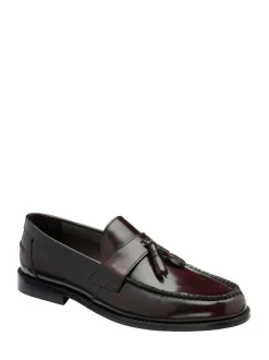 Frank Wright Red Mens Leather Slip-On Loafers