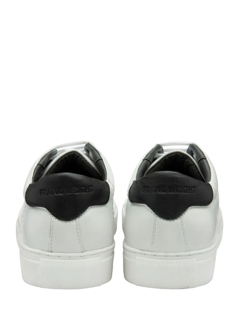 Frank Wright White Leather Lace-Up Classic Trainers