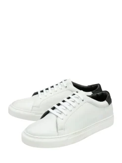 Frank Wright White Leather Lace-Up Classic Trainers
