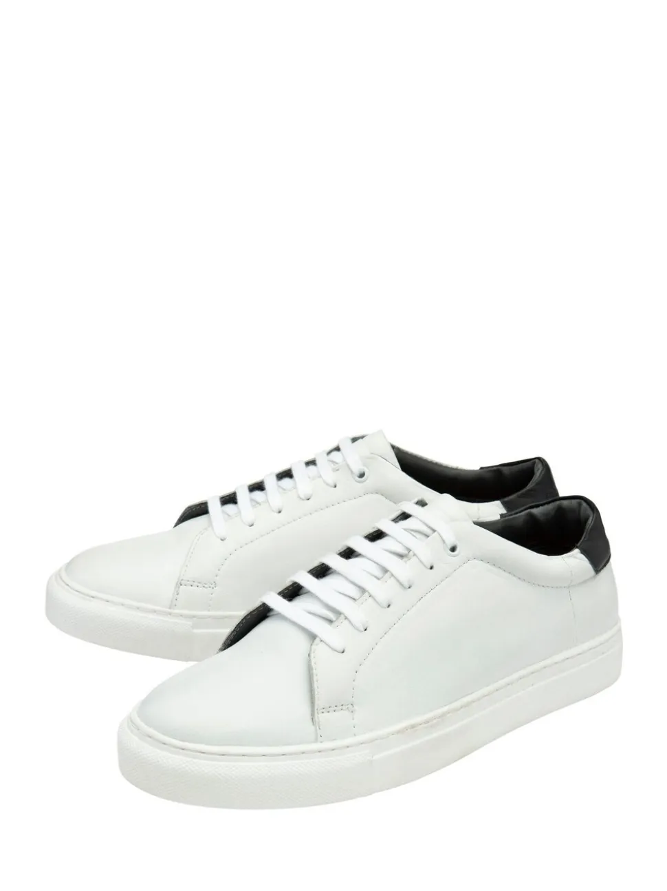 Frank Wright White Leather Lace-Up Classic Trainers