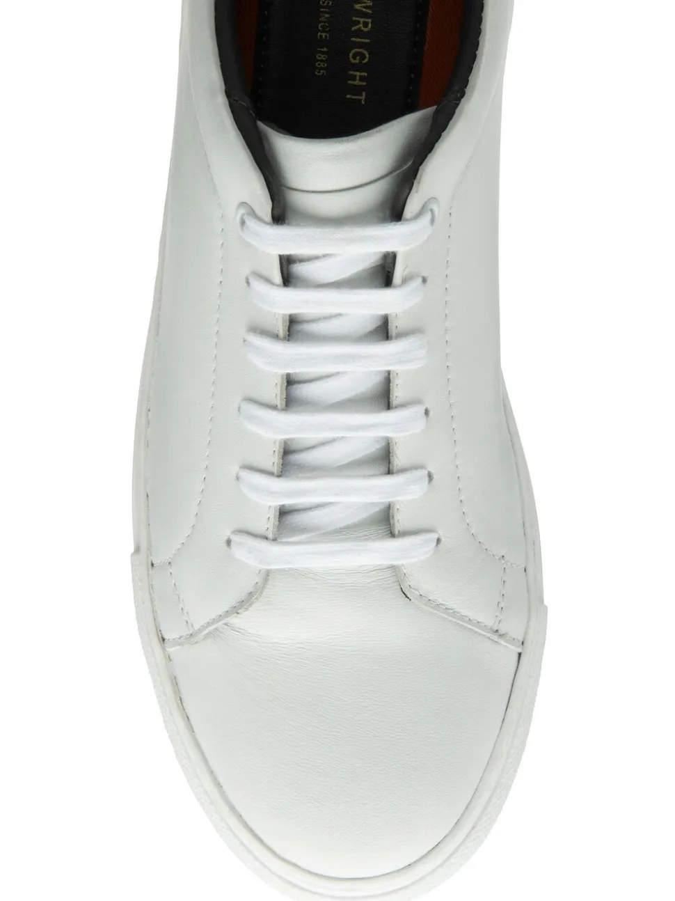 Frank Wright White Leather Lace-Up Classic Trainers