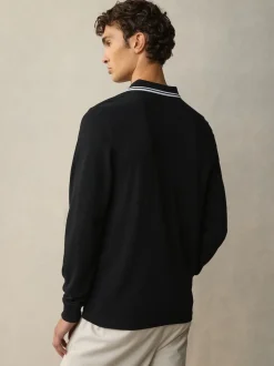 Fred Perry Black/White Sleeve Twin Tipped Polo Shirt