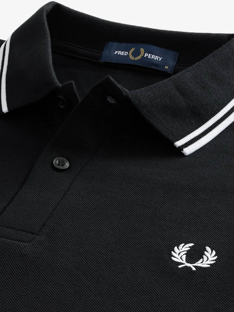 Fred Perry Black/White Sleeve Twin Tipped Polo Shirt