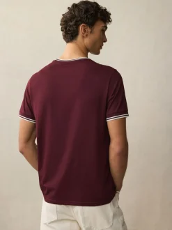 Fred Perry Burgundy Red Fred Perry Twin Tipped Logo T-Shirt