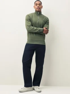Fred Perry Green Half Zip Sweatshirt