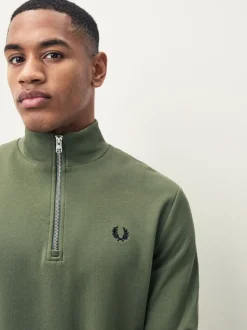 Fred Perry Green Half Zip Sweatshirt