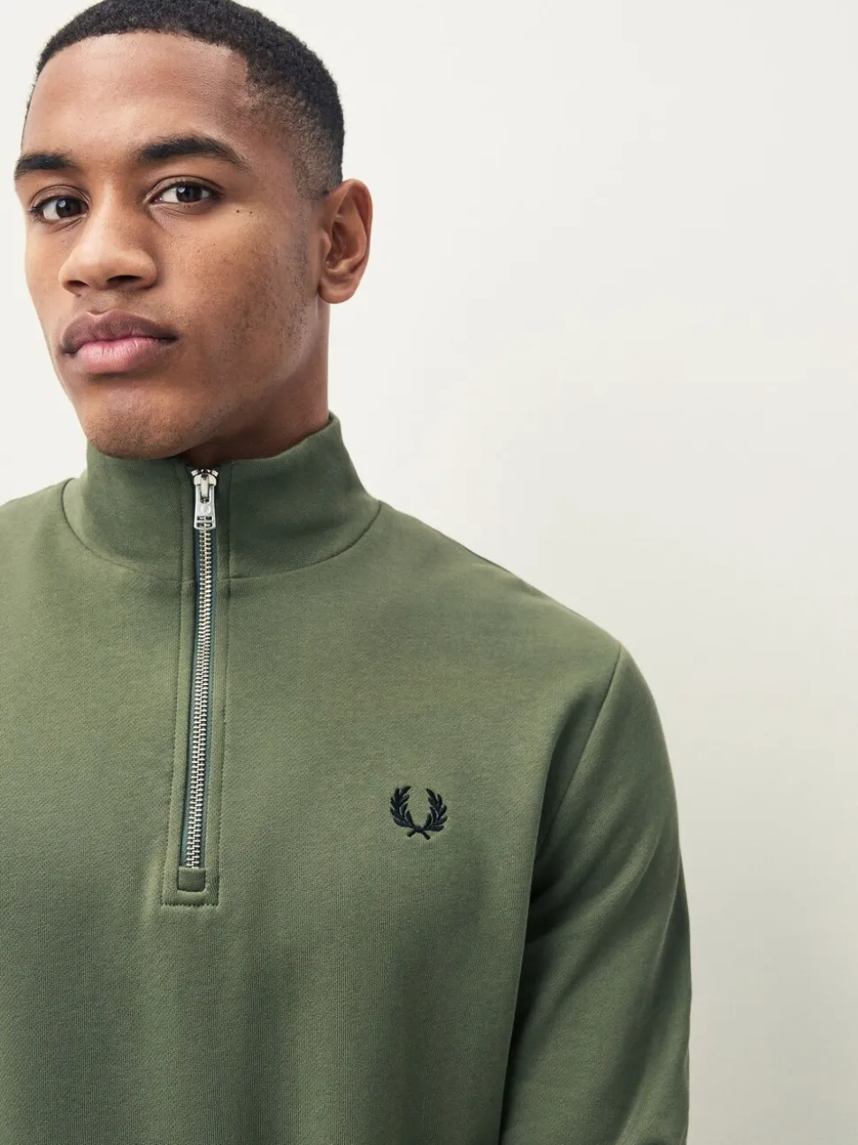 Fred Perry Green Half Zip Sweatshirt
